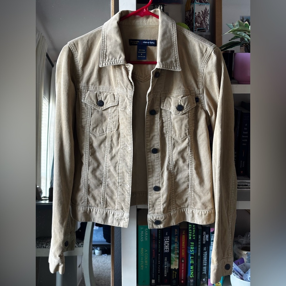 Abercrombie & Fitch Tan Corduroy 90s Western Button Up Jacket